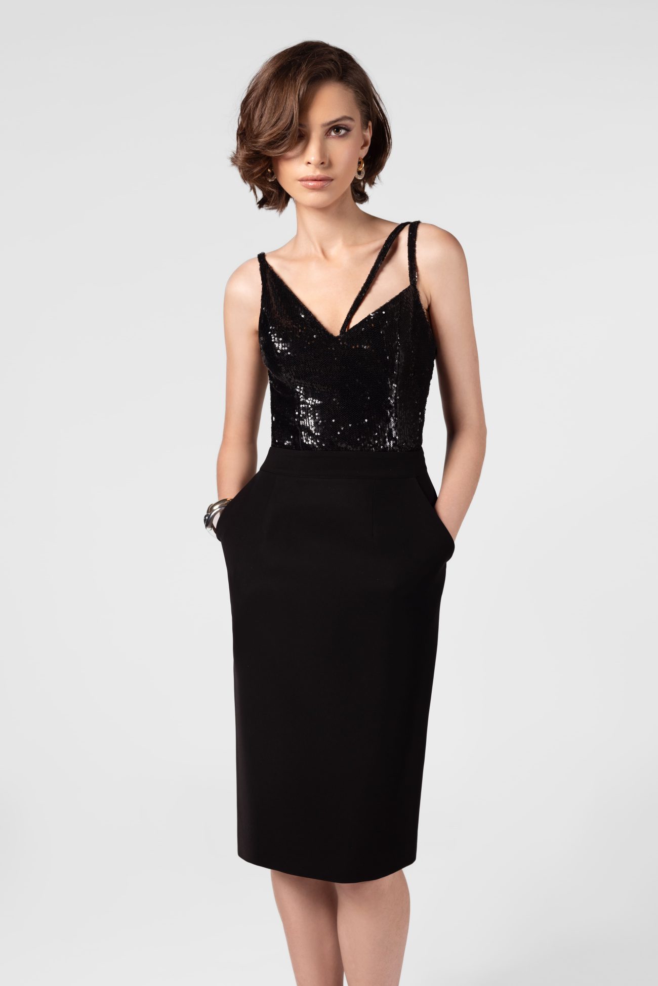 Black Sequins Corset Top - Image 2