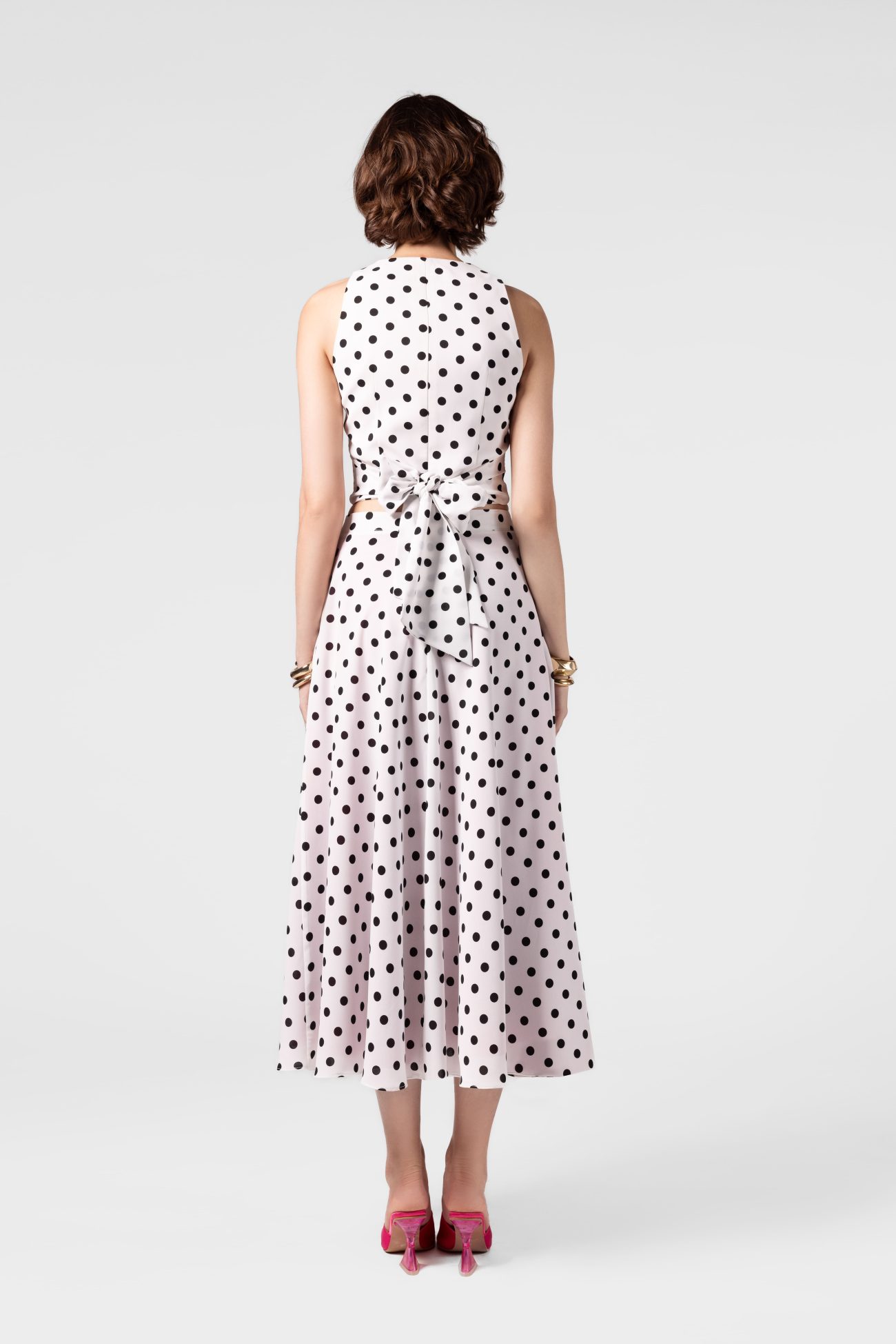 Linen Flowy  Polka Dot Midi Skirt - Image 5