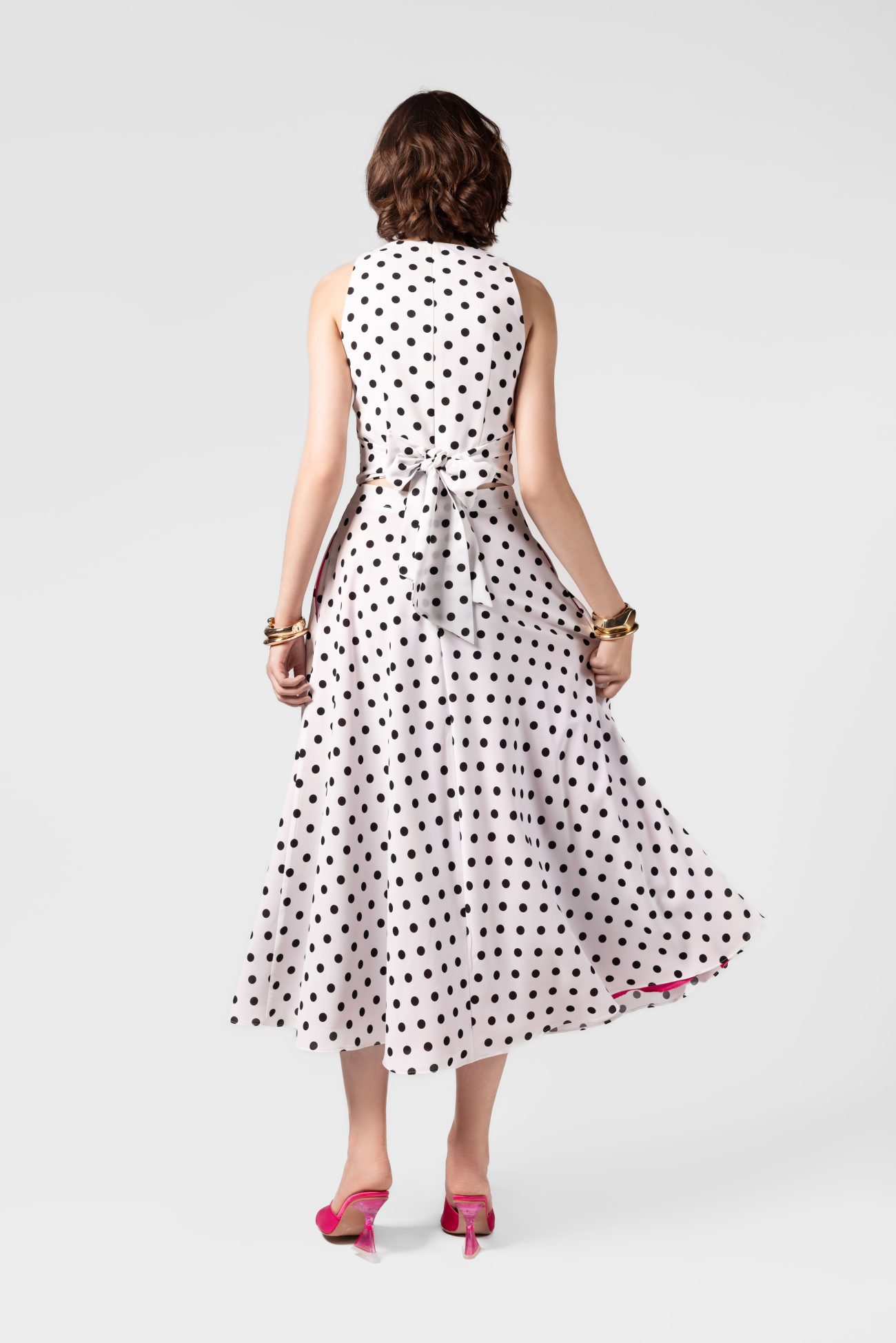 Linen Flowy  Polka Dot Midi Skirt - Image 6